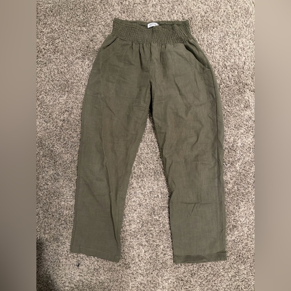 emme mama Smocked Linen Maternity Pants